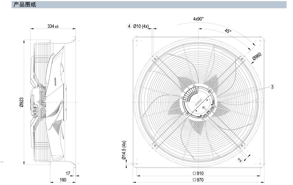 ebm-papst W3G800-KS39-03F01 规格书尺寸图